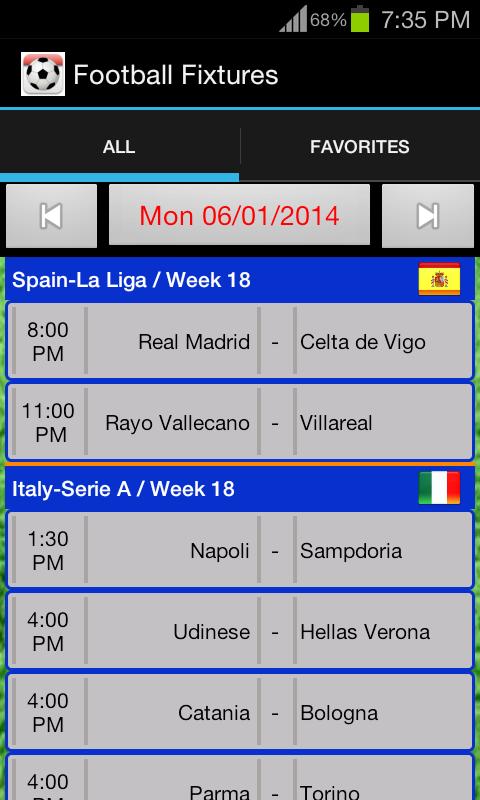 Football Fixtures capturas de tela 1