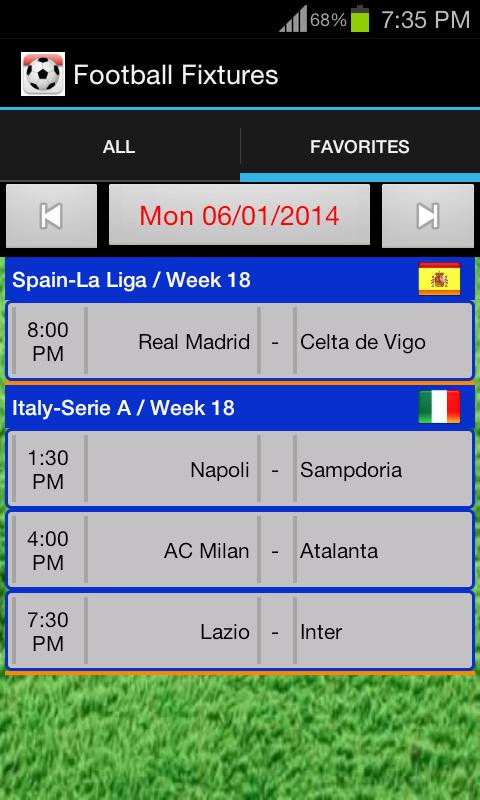 Football Fixtures capturas de tela 2